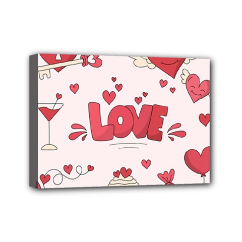 Hand Drawn Valentines Day Element Collection Mini Canvas 7  X 5  (stretched) by Bedest