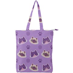 Cute Colorful Cat Kitten With Paw Yarn Ball Seamless Pattern Double Zip Up Tote Bag by Bedest