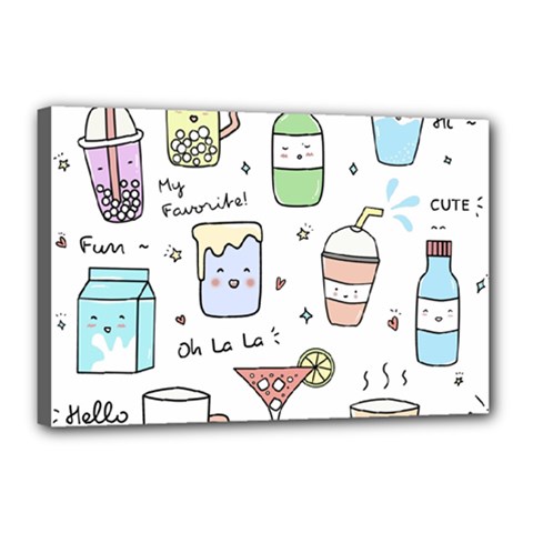 Drinks Cocktails Doodles Coffee Canvas 18  X 12  (stretched) by Apen