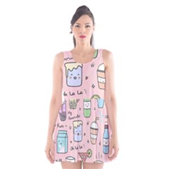 Drink Cocktail Doodle Coffee Scoop Neck Skater Dress by Apen