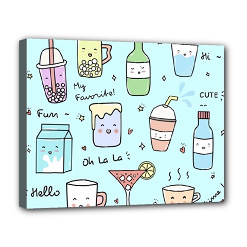 Drinks Cocktails Doodle Coffee Canvas 14  X 11  (stretched) by Apen