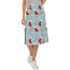 Christmas Pattern Midi Panel Skirt by Apen