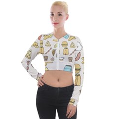 Dinner Meal Food Snack Fast Food Long Sleeve Cropped Velvet Jacket by Apen
