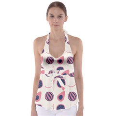 Fruits Halves Pattern Design Tie Back Tankini Top by Apen