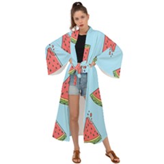 Watermelon Fruit Pattern Tropical Maxi Kimono by Apen