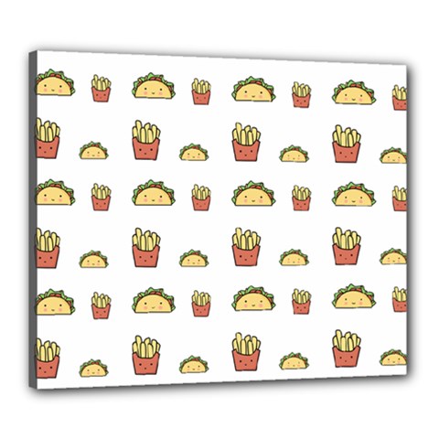 Fries Taco Pattern Fast Food Canvas 24  X 20  (stretched) by Apen