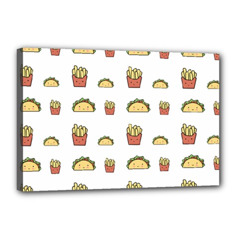 Fries Taco Pattern Fast Food Canvas 18  X 12  (stretched) by Apen