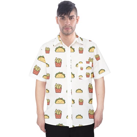 Fries Taco Pattern Fast Food Men s Hawaii Shirt by Apen