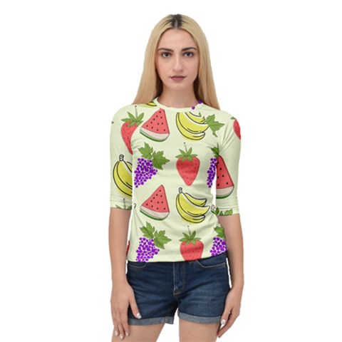 Fruits Pattern Background Food Quarter Sleeve Raglan T-shirt by Apen