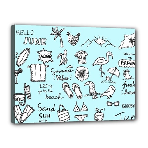 June Doodle Tropical Beach Sand Canvas 16  X 12  (stretched) by Apen