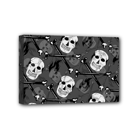 Skull Skeleton Pattern Texture Mini Canvas 6  X 4  (stretched) by Apen