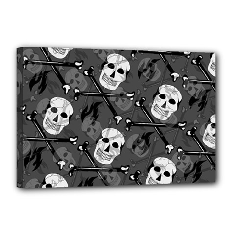 Skull Skeleton Pattern Texture Canvas 18  X 12  (stretched) by Apen