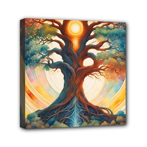 Tree Cosmic Spiritual Meditation Mini Canvas 6  X 6  (stretched) by Apen