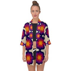 Flower Pattern Design Seamless Open Front Chiffon Kimono by Ravend