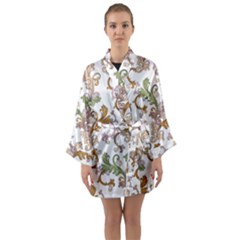 Pattern Design Art Decoration Long Sleeve Satin Kimono by Ravend