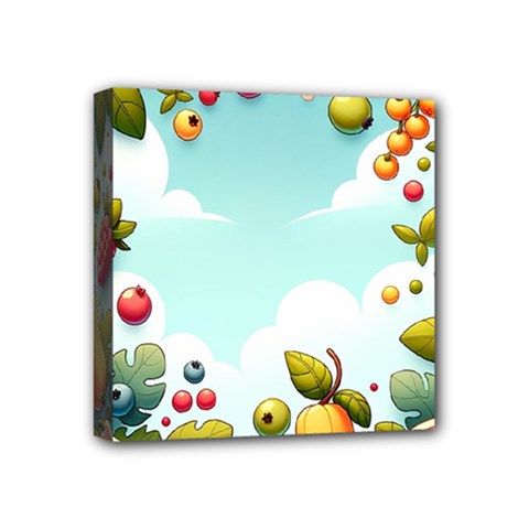 Fruits Sweet Papaya Orange Pattern Mini Canvas 4  X 4  (stretched) by Ravend