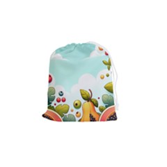 Fruits Sweet Papaya Orange Pattern Drawstring Pouch (small) by Ravend