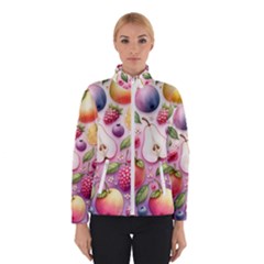 Fruits Apple Strawberry Raspberry Women s Bomber Jacket by Ravend