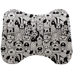 Seamless Pattern With Black White Doodle Dogs Head Support Cushion by Grandong