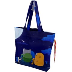 Adventure Time Jake And Finn Night Drawstring Tote Bag by Sarkoni