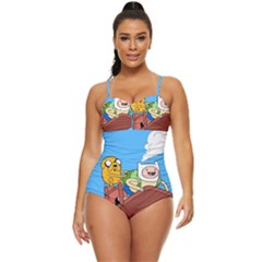 Cartoon Adventure Time Jake And Finn Retro Full Coverage Swimsuit by Sarkoni