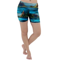 Artistic Fantasy Psychedelic Lightweight Velour Yoga Shorts by Sarkoni