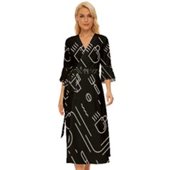 Coffee Background Midsummer Wrap Dress by Bedest