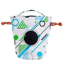 Geometric Shapes Background Drawstring Bucket Bag by Bedest