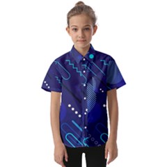 Classic Blue Background Abstract Style Kids  Short Sleeve Shirt by Bedest