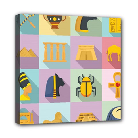 Egypt Icons Set Flat Style Mini Canvas 8  X 8  (stretched) by Bedest