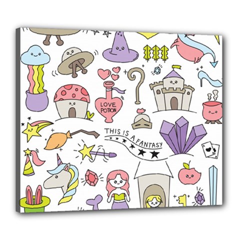 Fantasy Things Doodle Style Vector Illustration Canvas 24  X 20  (stretched) by Bedest