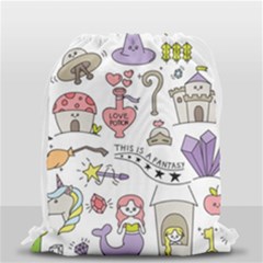 Fantasy Things Doodle Style Vector Illustration Drawstring Bag (small) by Bedest