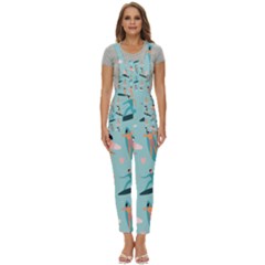 Beach Surfing Surfers With Surfboards Surfer Rides Wave Summer Outdoors Surfboards Seamless Pattern Women s Pinafore Overalls Jumpsuit by Bedest