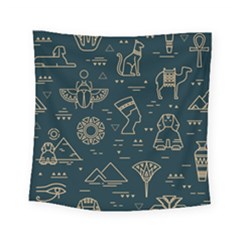 Dark Seamless Pattern Symbols Landmarks Sign Egypt Square Tapestry (small) by Bedest