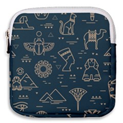 Dark Seamless Pattern Symbols Landmarks Sign Egypt Mini Square Pouch by Bedest