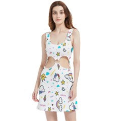 Unicorns Rainbows Seamless Pattern Velour Cutout Dress by Bedest