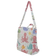 Underwater Seamless Pattern Light Background Funny Crossbody Backpack by Bedest