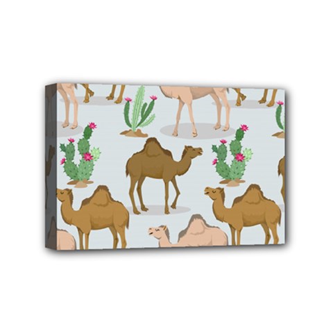 Camels Cactus Desert Pattern Mini Canvas 6  X 4  (stretched) by Hannah976