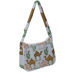 Camels Cactus Desert Pattern Zip Up Shoulder Bag by Hannah976