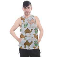 Camels Cactus Desert Pattern Men s Sleeveless Hoodie by Hannah976