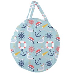 Nautical Marine Symbols Seamless Pattern Giant Round Zipper Tote by Hannah976