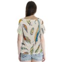 Vector Boho Doodle Feathers Seamless Pattern Illustration V-Neck Flutter Sleeve Top View2
