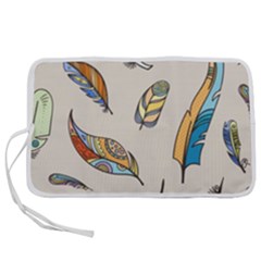 Vector Boho Doodle Feathers Seamless Pattern Illustration Pen Storage Case (m) by Hannah976