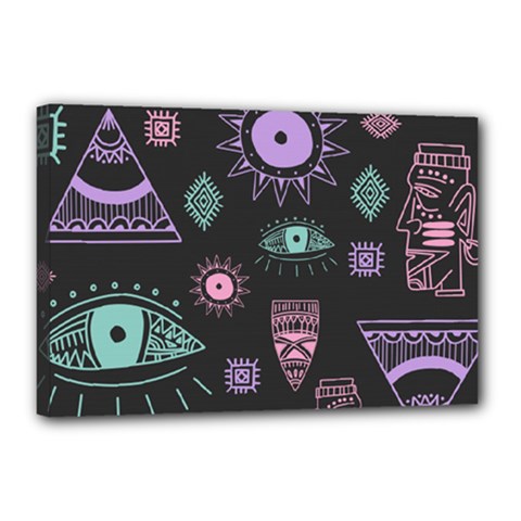 Vintage Seamless Pattern With Tribal Art African Style Drawing Canvas 18  X 12  (stretched) by Hannah976