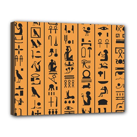 Egyptian Hieroglyphs Ancient Egypt Letters Papyrus Background Vector Old Egyptian Hieroglyph Writing Canvas 14  X 11  (stretched) by Hannah976