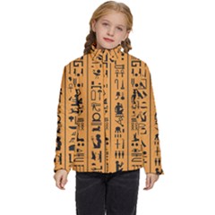 Egyptian Hieroglyphs Ancient Egypt Letters Papyrus Background Vector Old Egyptian Hieroglyph Writing Kids  Puffer Bubble Jacket Coat by Hannah976