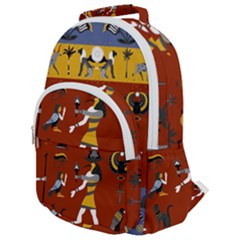 Ancient Egyptian Religion Seamless Pattern Rounded Multi Pocket Backpack by Hannah976