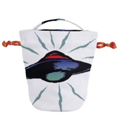Alien Unidentified Flying Object Ufo Drawstring Bucket Bag by Sarkoni
