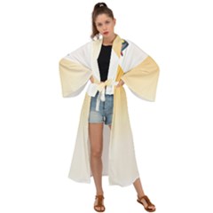 Blue Ufo Illustration Unidentified Flying Object Cartoon Maxi Kimono by Sarkoni