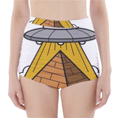 Unidentified Flying Object Ufo Under The Pyramid High-waisted Bikini Bottoms by Sarkoni